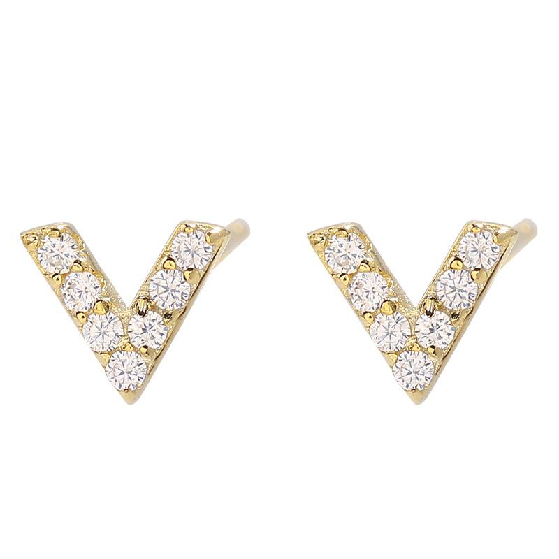 Letter V Earrings for Women Without Taking Off Earrings for Sleeping Simple Korean Style Students Versatile Earrings