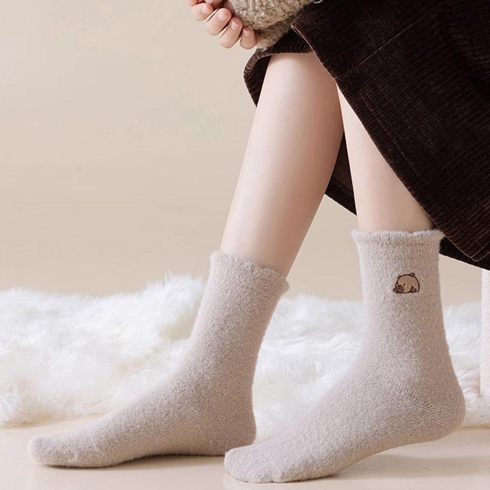 1Pair Thick Capybara Socks Soft Floor Sleep Socks Fashion Winter Socks  for Woman Girls