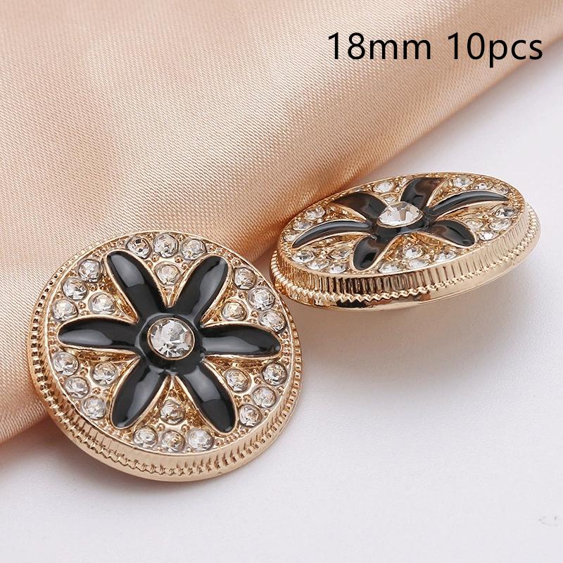 10Pcs 18/20/25Mm Flower Pearl Rhinestones Plastic Shank Buttons For Women Garment Jacket Sweater Handmade Sewing Accessories