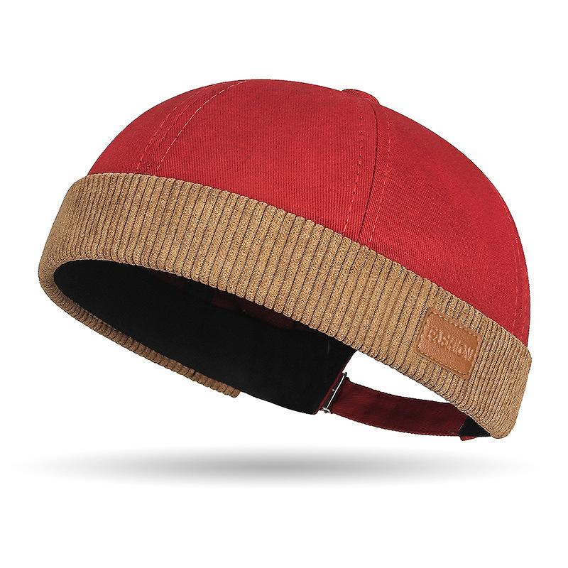Men's and Women's Harajuku Color-matched Tang Hats, Trendy and Stylish, Sailor's Patchwork Velvet Leather Label Landlord Hats