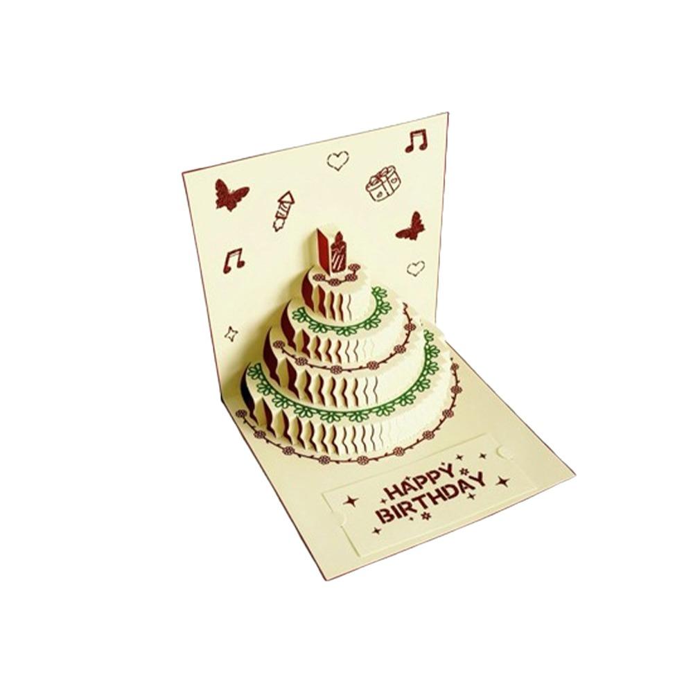 Creative Folding 3D Birthday Card with Envelope Postcard Happy Birthday Card Handmade Surprise Gift Card Party Supplies