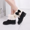 Winter Solid Color Square Heel Fashionable Warm Comfortable Snow Boots Elegant Bow Decoration New Casual Short Boots Botas Mujer