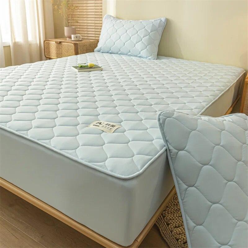 Thicken Mattress Cover Cotton Quilted Bed Cover Anti-bacterial Mattress Protector Topper Pad Soft Fitted Sheets Thick Bed Linens