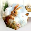 Rabbit and Flower pattern, automatic folding umbrella, portable and foldable design, 8 ribs, a Christmas or birthday gift.