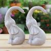 Pair of Elephant Sculpture Resin Statue Love Elephant Designs Figurine Statues for Patio and Indoor Desk Decoration