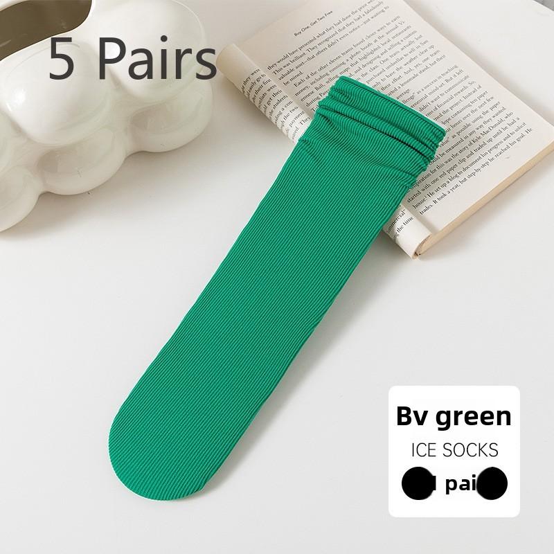 5 Pairs of Female Summer Thin Candy Color Student Trend Pile Socks