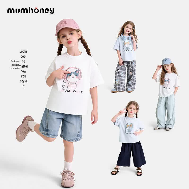 Heini Mumu Girls  Printed Short Sleeve T-Shirt 150
