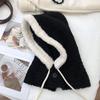 Two-color Spliced Plush Balaclava Hat Women's Winter Drawstring Warm Windproof Ear Protector Neck Pullover Hat
