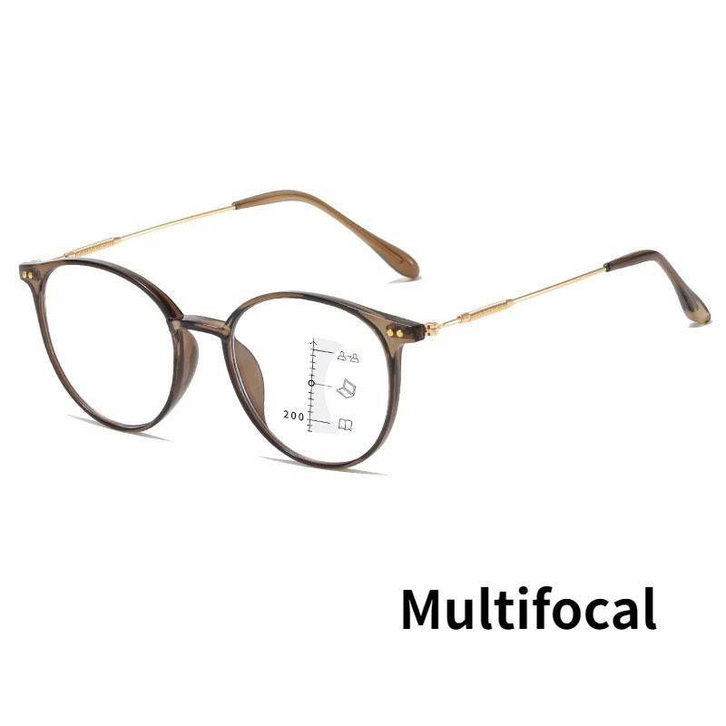 Multi-Focal Progressive Reading Glasses Retro Large Frame Fashion Anti-Blue Light Myopia And Hyperopia Presbyopia Glasses