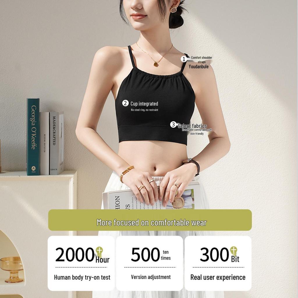 Small Women's Camisole with Built-in Bra Pads, Cross-Strap Halter Neck, Strapless Summer Innerwear.