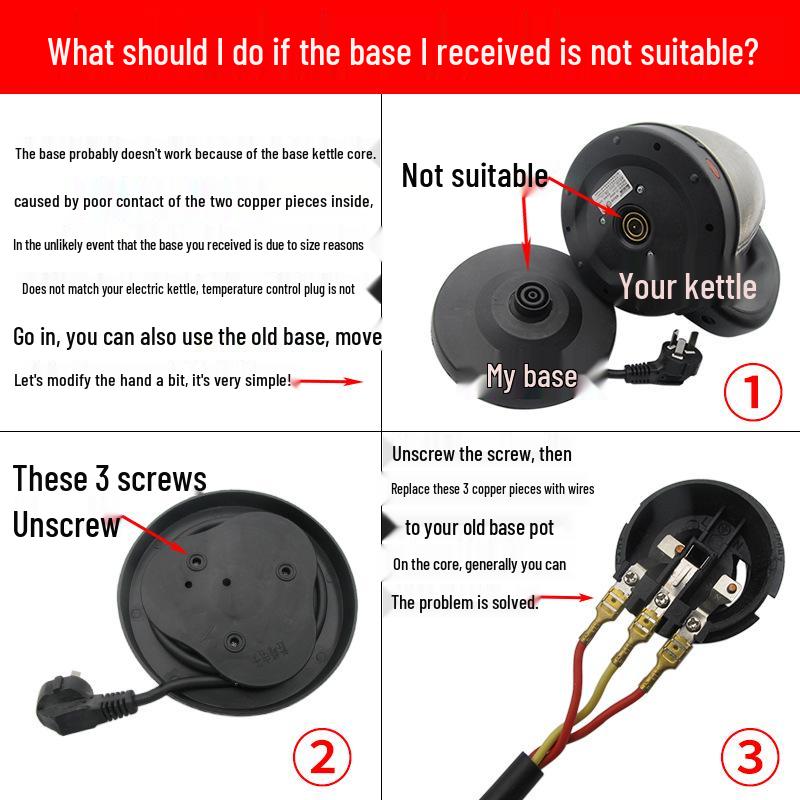 Base Elettrica Universale ad Alta Potenza per Bollitore con Disco in Gomma Spessa e Cavo - Accessorio Premium per Bollitore