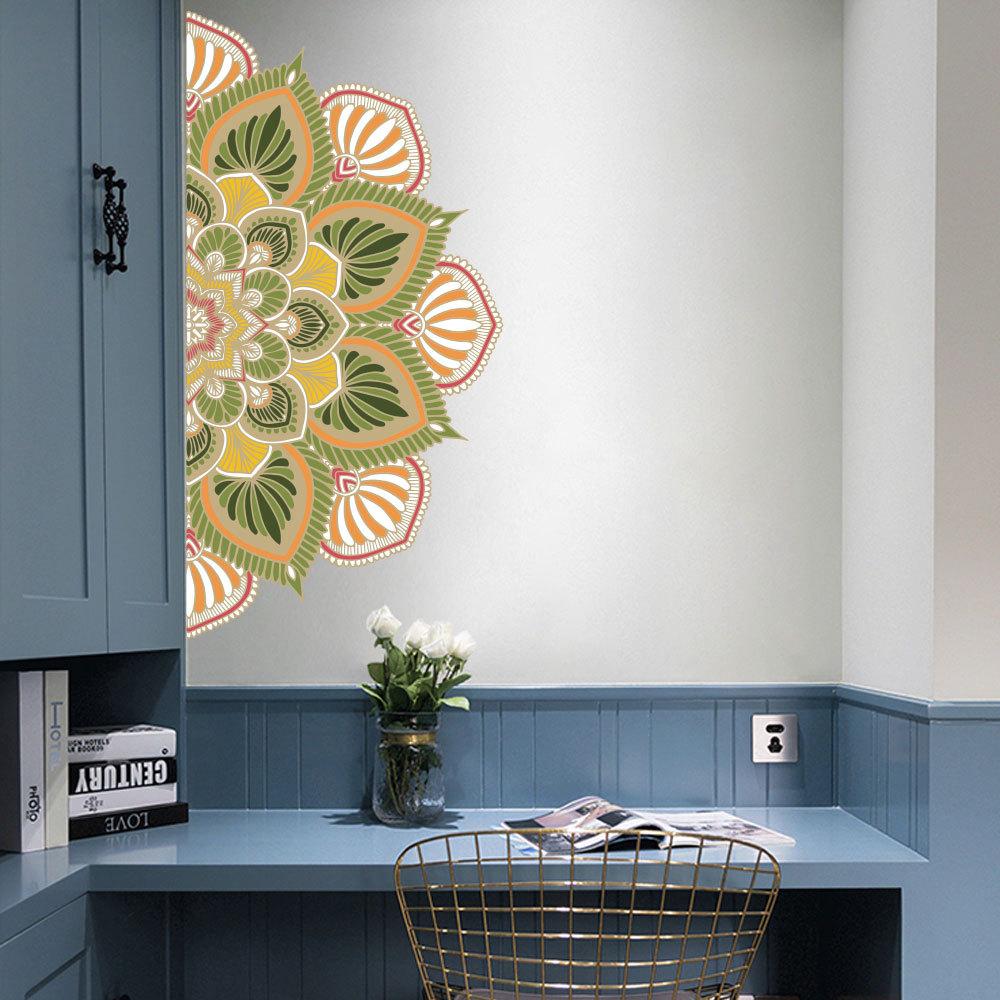 Colorful Mandala Lotus Flowers Wall Sticker Symbol Namaste Removable Vinyl Decal Decor Bedroom Meditation Yoga Studio Posters