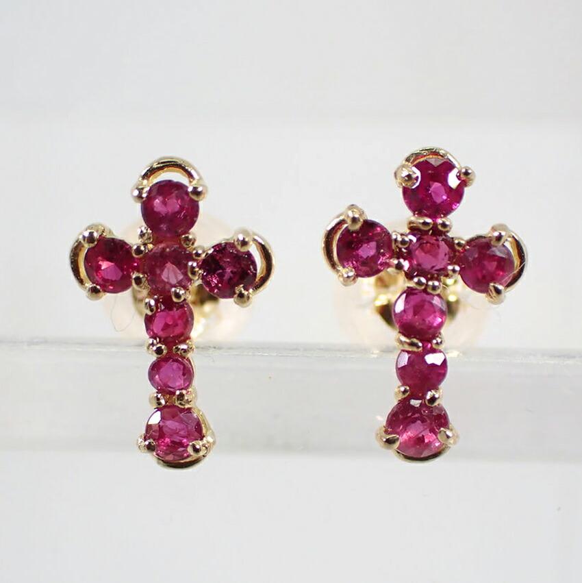 [New] 750 Ruby Cross Earrings [s1-24]