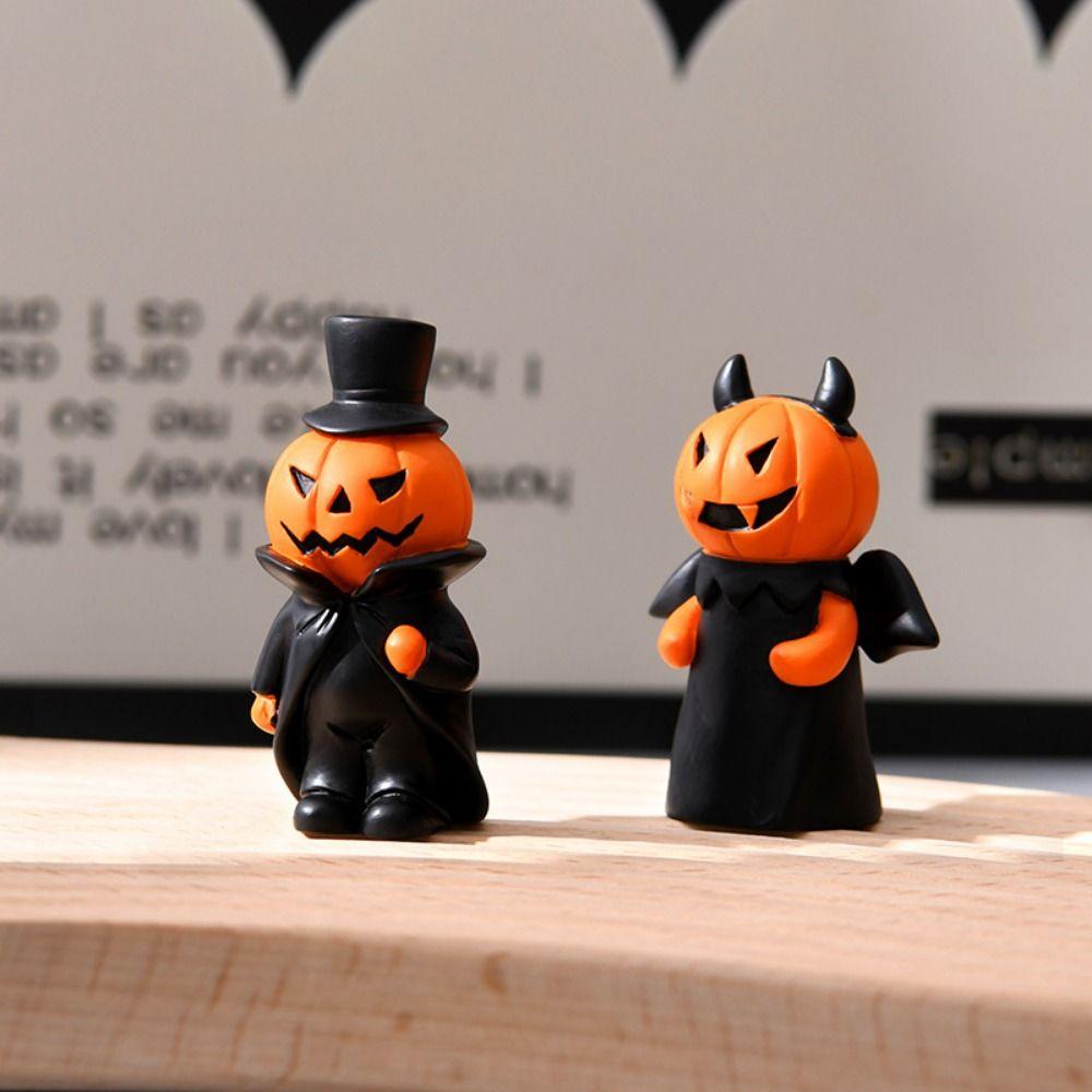 3Pcs/Set Craft Mini Devil Pumpkin Figurine Durable Halloween Devil Decoration Office Display