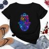 Camisetas con estampado de la mano de Fátima de Hamasa para mujer, camisetas Unisex Harajuku de la mano de Hamsa de la suerte, camisetas negras de manga corta para verano para mujer
