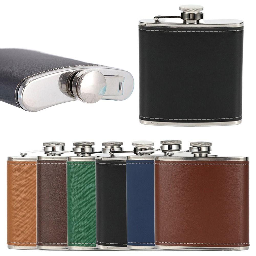 Mode 6oz Taschenflasche Auslaufsicher Lederbezogen Trinkwasserflasche Mini Tragbar Weinkelch Outdoor