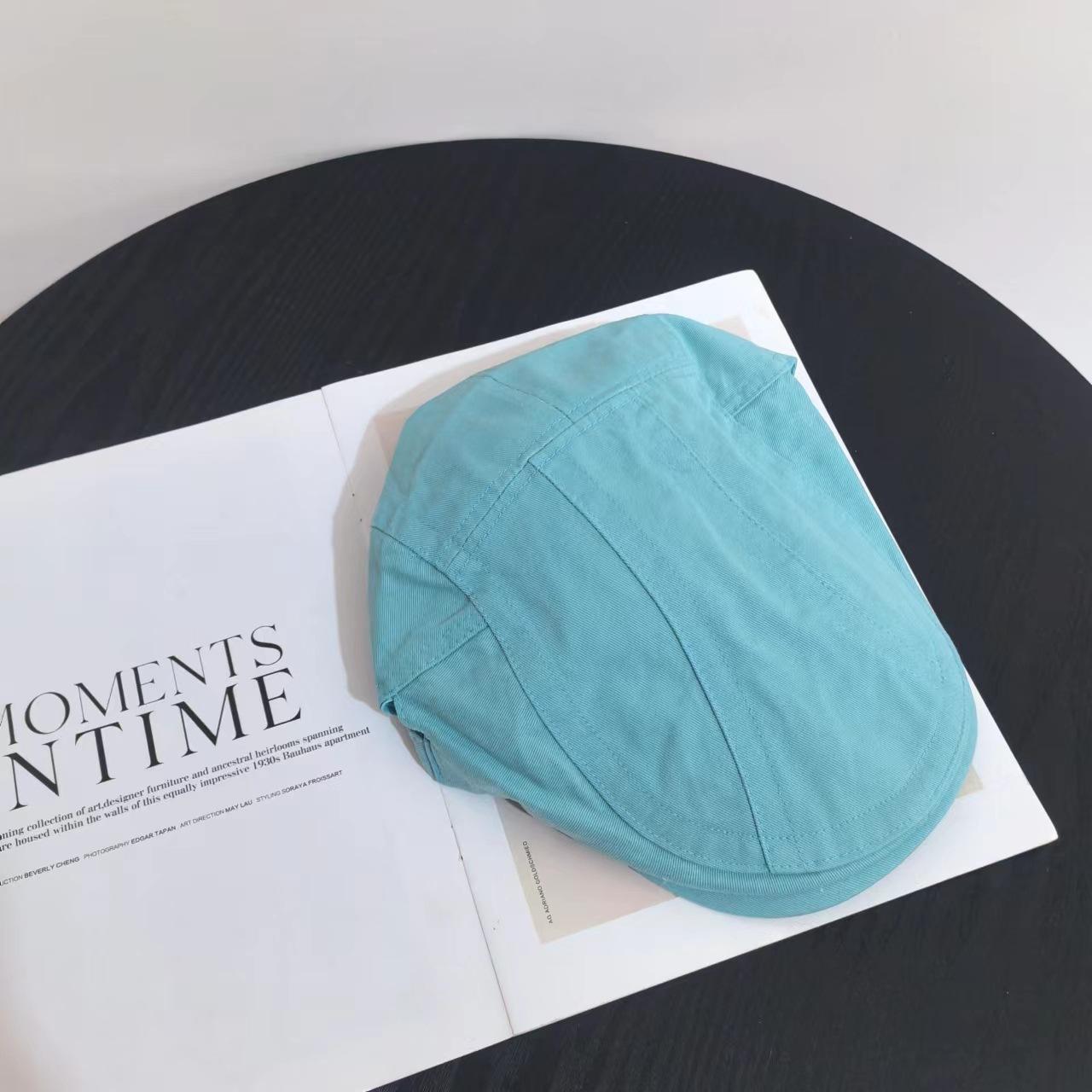 

Ретро и старая грубая кромка шляпа вперед женский нишевый дизайн чувство анти-износостойкий берет прилив весна и лето универсальный показать маленькое лицо M（56-58cm） синий