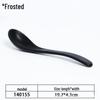 A5 Black Matte Melamine Long Handle Soup Spoon - Food Grade Porcelain Imitation for Restaurants, Hotels, and Hot Pots.