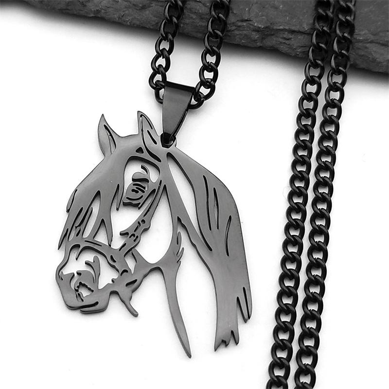 Horse Head Pendant Necklace for Women/Men Stainless Steel Animal Horse Accessories Chain Necklaces Jewelry colar masculino N2026