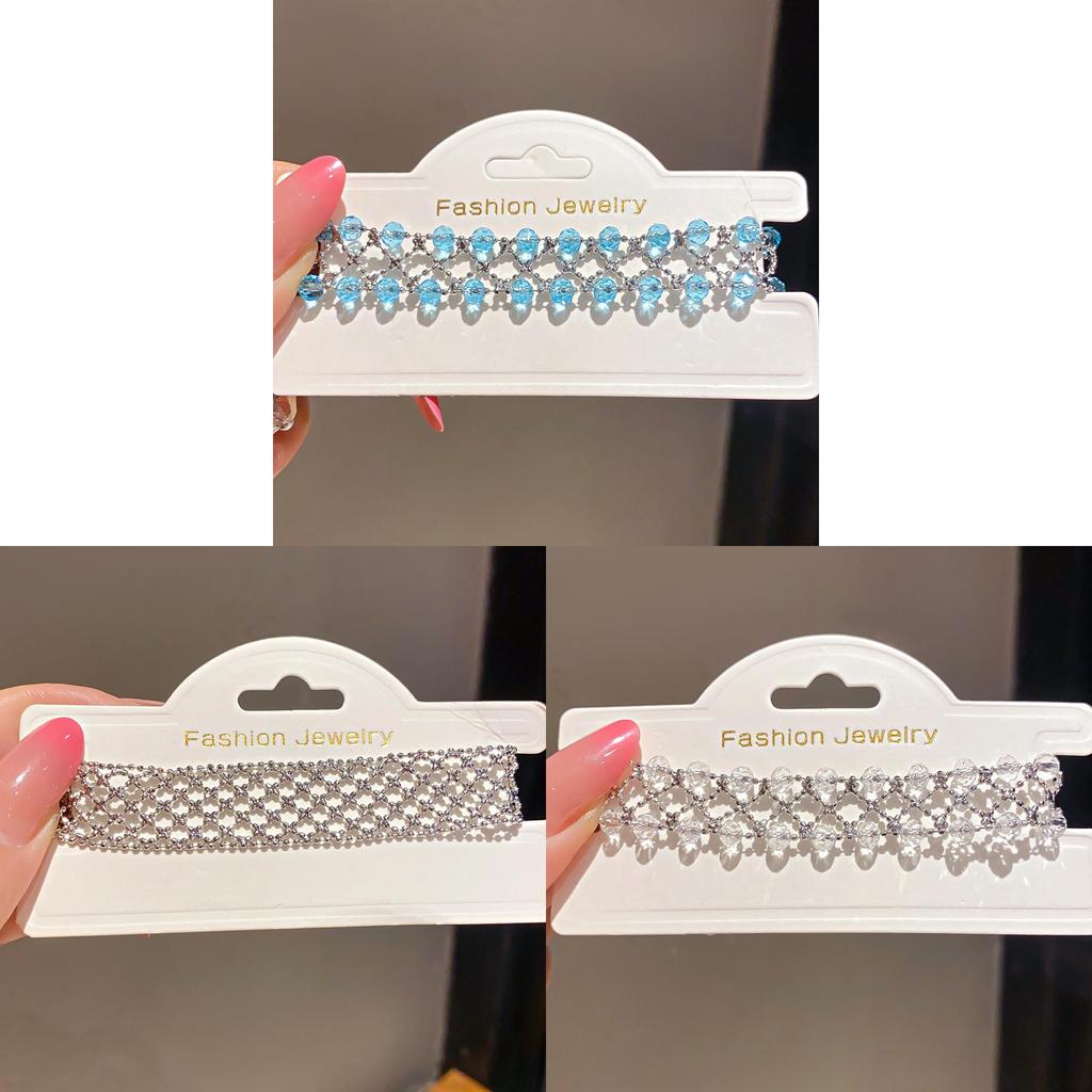 Glass Geometric Crossover Hand Chain With Electroplated Finish For Women Gift