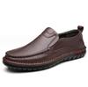 Business Genuine Leather Men Shoes Summer Slip on Loafers Breathable Men Casual Leather Shoes Black Flats Driving Shoe Moccasins