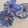 1pc Korean Girl with Blue Striped Double Layered Colon Hair Loop, Hair Tie, Rubber Band, Headband, Hair Accessory