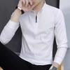 Men's Trendy Slim Fit Long-Sleeve POLO T-Shirt, Solid Color Casual Business Top