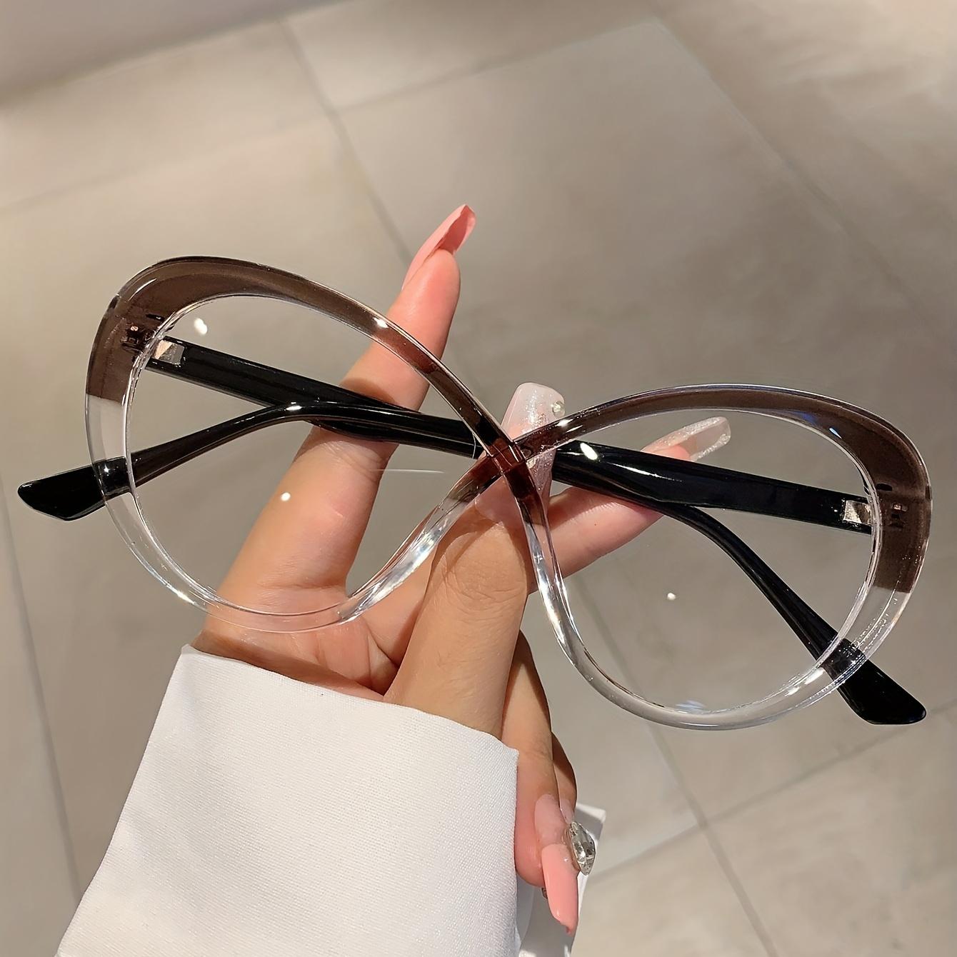 

Glasses Tortoiseshell Color Block Cat Eye Computer Glasses for Women Men серый