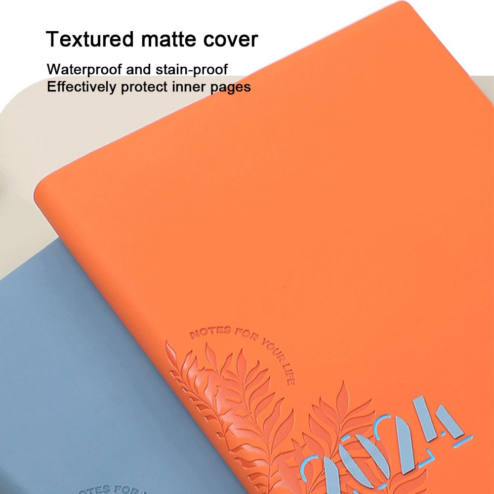 (Kann Logo 2024, englisches Innenseitenplanbuch, 365-Tage-Studententagesplaner, A5-Lederplaner, Geschäftsnotizblock, Rekordbuch, Tagebuch, eingravieren