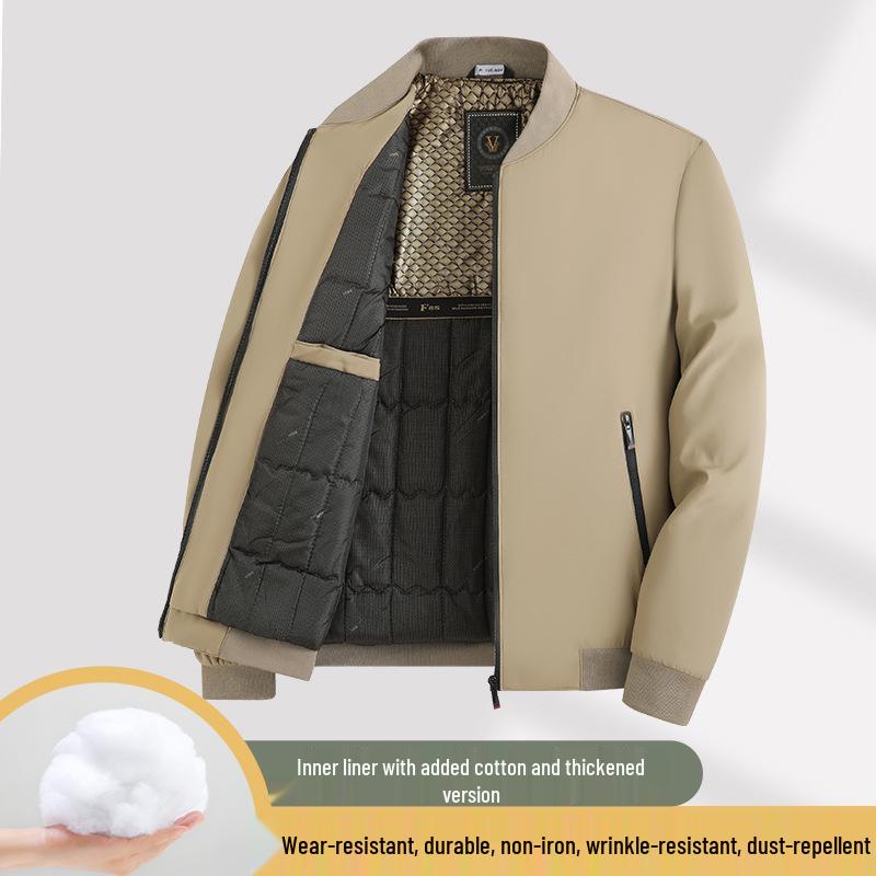 2025 Men's Autumn & Winter Cotton Jacket - New Style Casual Warm Coat for Middle-aged Dads