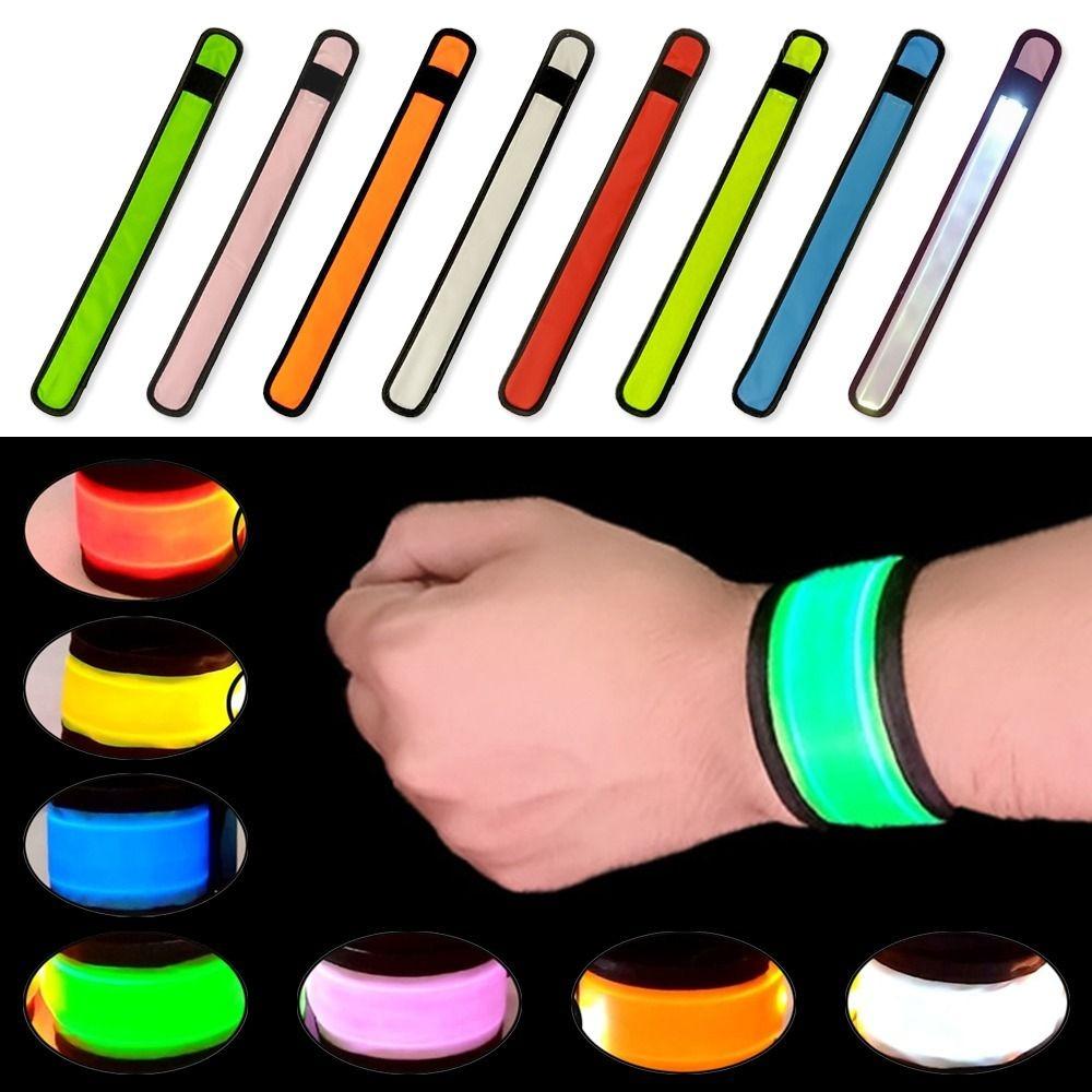 Polyester LED Armband Snap Slap Design Reflective Band Light Up Ankle Band Night Sport
