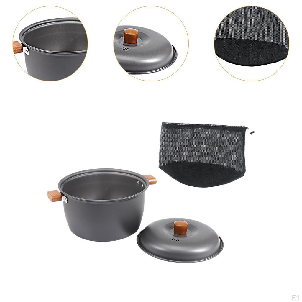 Camping Soup Pot Cooking Portable with Storage Pouch Supplies Picnic Stockpot Cookware for