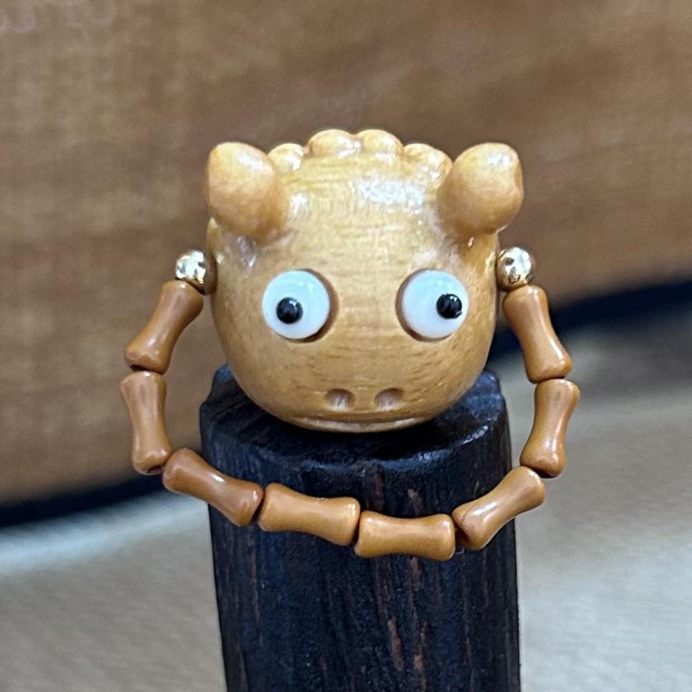 

Adjustable Funny Ring Cute Wood Beaded Rings Creative Sandalwood Ring Gifts Style B