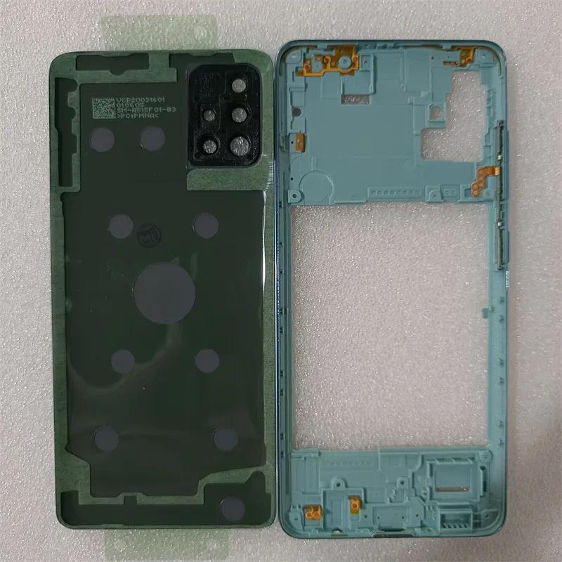 For Samsung Galaxy A51 4G A515 Housing Middle Frame+Battery Cover Rear  Panel Housing Case +Camera Lens Replacement Parts