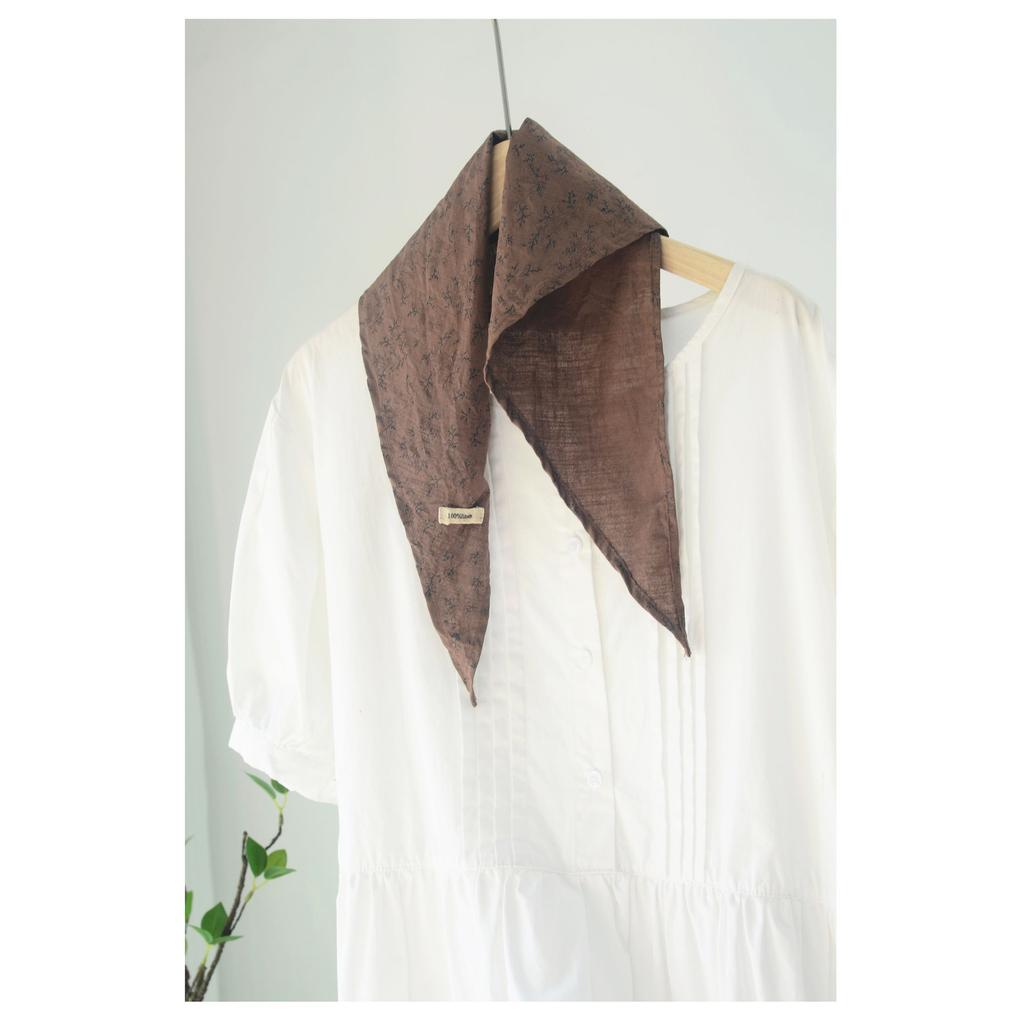 Johnature Korean Floral Triangle Scarf Four Seasons Versatile Casual Print Decorative Scarfs Women
