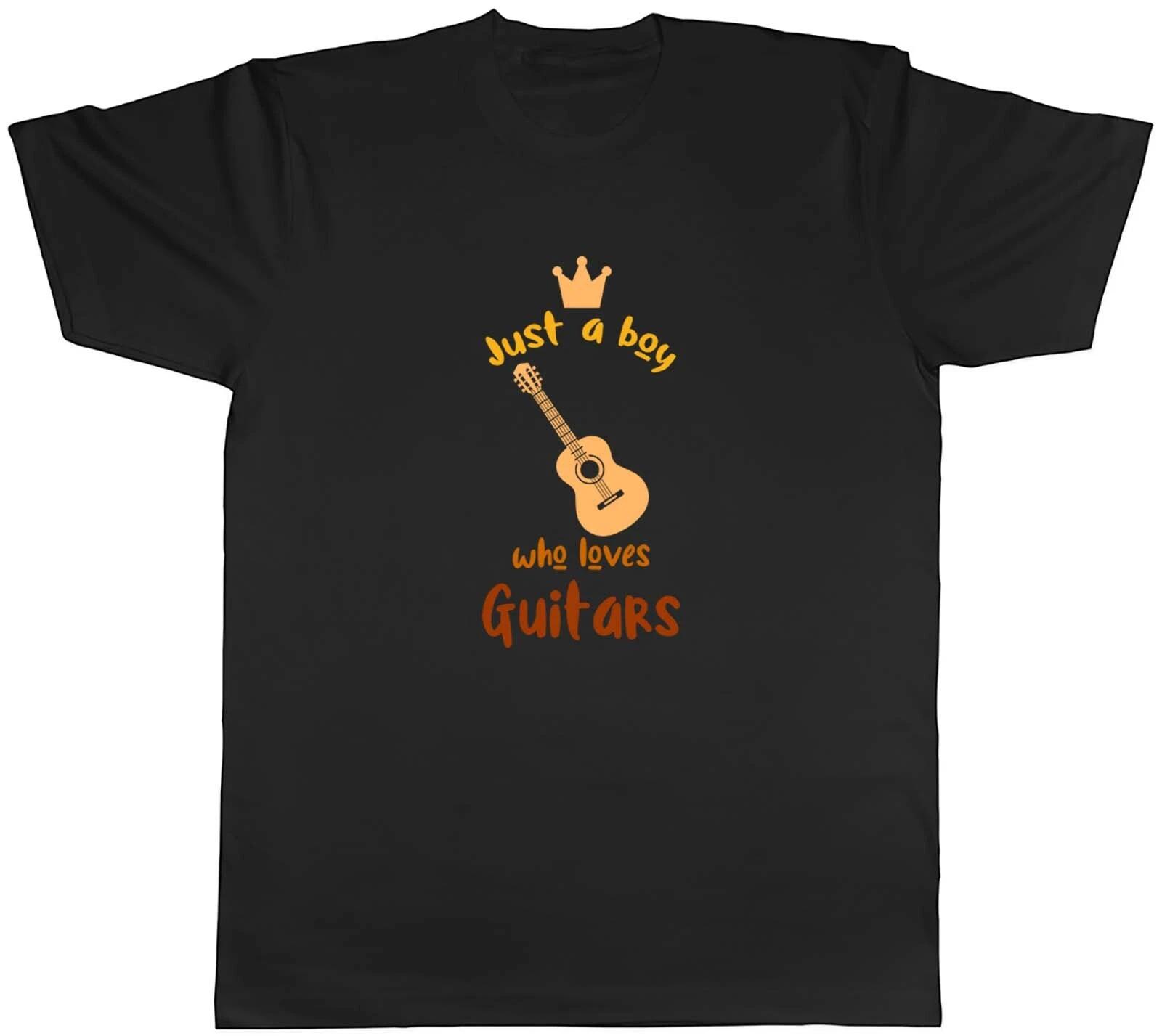 Boy Who Loves Guitars Mens T-Shirt Music Instrument Rock Band Unisex Tee Gift XS