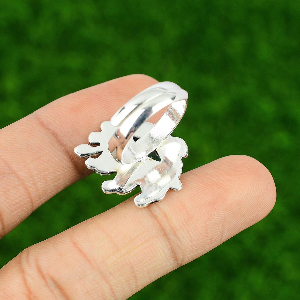 Natural Tanzanite Quartz Gemstone 925 Silver Promise Adjustable Ring For Girls