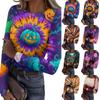 Women's Casual Long Sleeve Ribbed Top Crew Neck Halloween Pumpkin Print Stretchy Slim Fit Shirt for Fall Seasonal Wear
