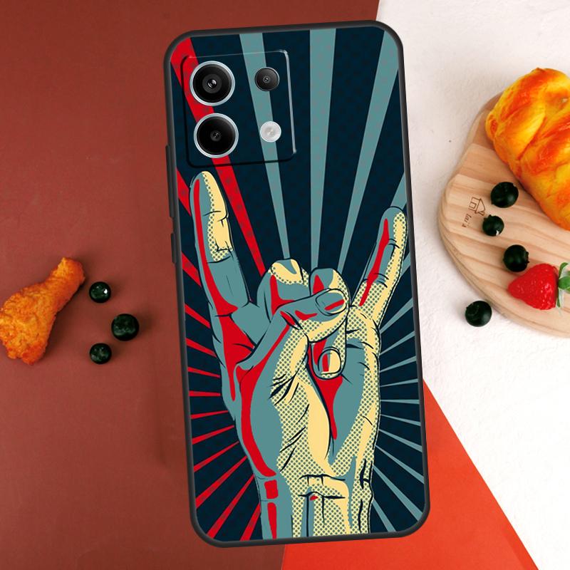 Rock Roll Skull Case For Xiaomi Redmi Note 14 13 Pro 9 10 11 12 Pro 10S 11S 12S Redmi 13C 10C 12C 14C Coque