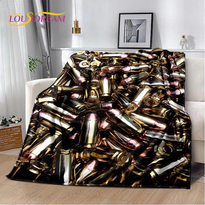 29 Style Retro Guns Pistol Ammunition Bullet Cartridge AK M4 Soft Flannel Blankets,Throw Blanket for Picnic Beds Sofa Bedroom