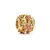 Popular Goods Sparkling Flower Pink And Gold Series Charm Bead Pendant Fit Original Silver Bangle Necklace Jewelry Gift