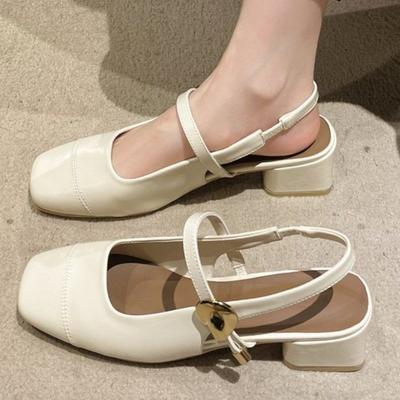 Damen Sommer Sandalen mit geschlossener Zehe Temperament Dicker Absatz Ein-Riemen Schnalle Silber Mary Jane Modische Bequeme Schuhe