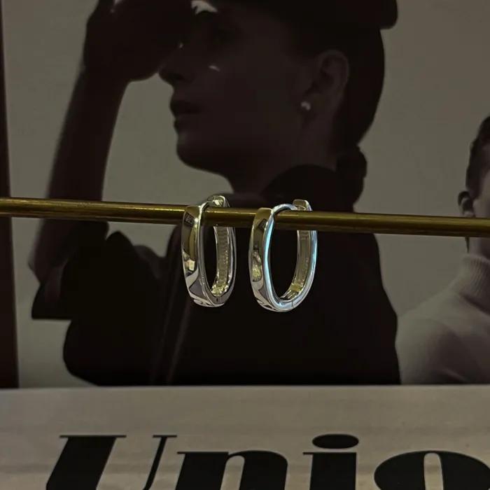 [92.5 silver]ellipse flat onetouch earrings
