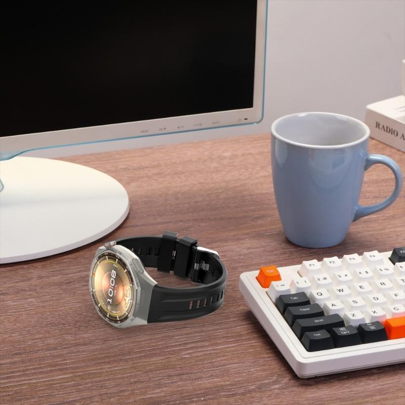 Schweißfestes Silikon-Ersatzarmband Geeignet für 46mm Smartwatch Verstellbare Sportarmbänder Wasserdicht Leichtes Design