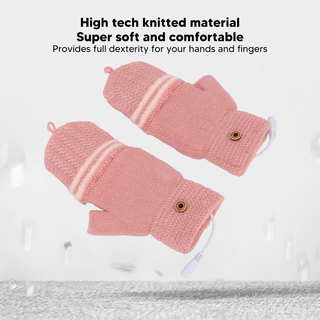 Heated Mitten Gloves Double Sided Heating Promote Blood Circulation USB Hand Warmers for Winter Warmth