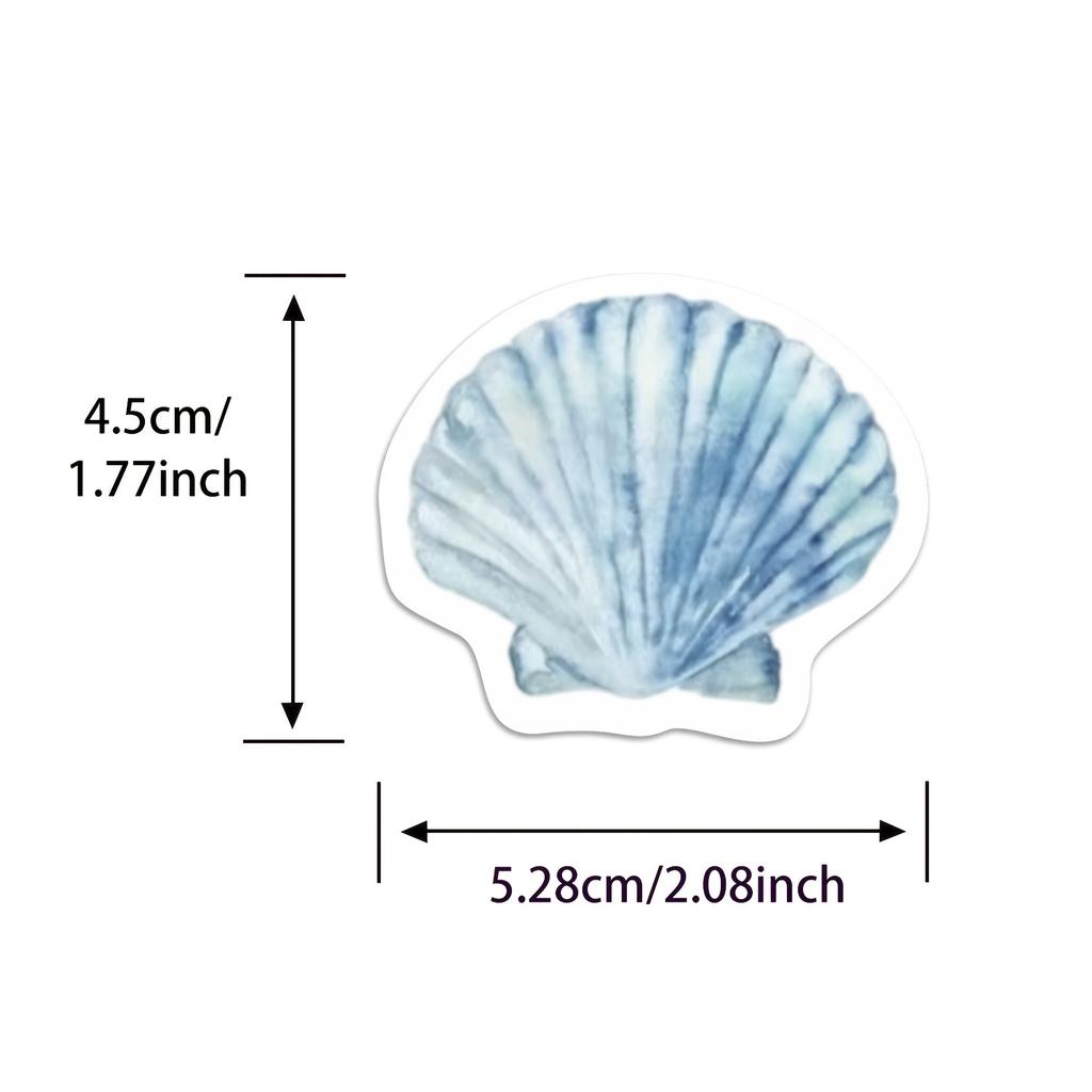 53pcs Blue Ocean Seashell Marine Life Stickers Aesthetic Watercolor Starfish Coral Whale Decals Laptop Journal Scrapbook Sticker