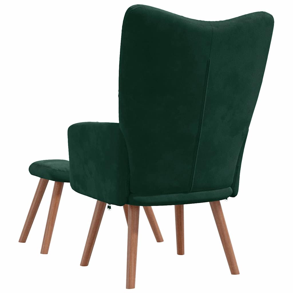 vidaXL Armchair with Footstool Dark Green Velvet