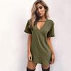 Women's Summer New Sexy V Neck Halter Cut Out Mini Dress Short Sleeve Solid Color Casual Club Party T-Shirt Dress