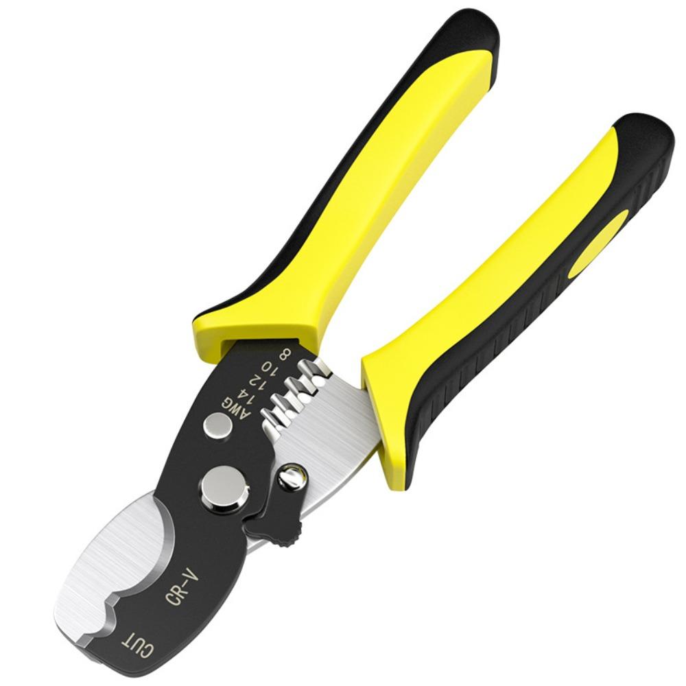 

Инструмент для резки проволоки 2-в-1 Марганцевая сталь Стриппер для проволоки Плоскогубцы для работы с кабелем жёлтый