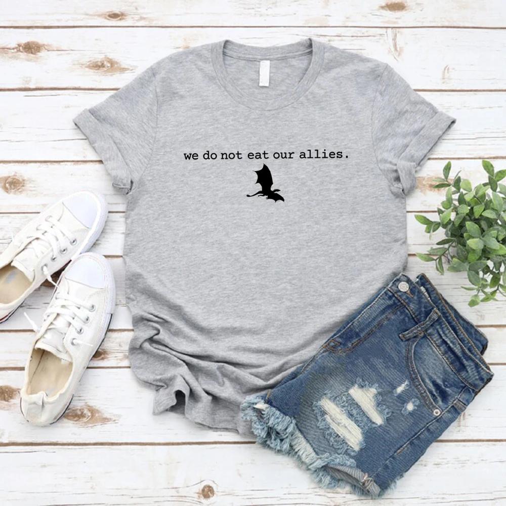 We Do Not Eat Our Allies Tee Fourth Wing Shirt Dragon Women Tshirts Short Sleeve Graphic T Shirts Basgiath War College Tee
